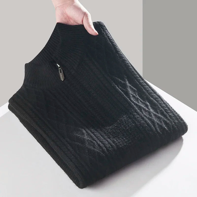 Pull En Maille À Motif Câble Vertical Avec Fermeture Quart De Zip Pour Homme | Idéal Pour Tenue Quotidienne