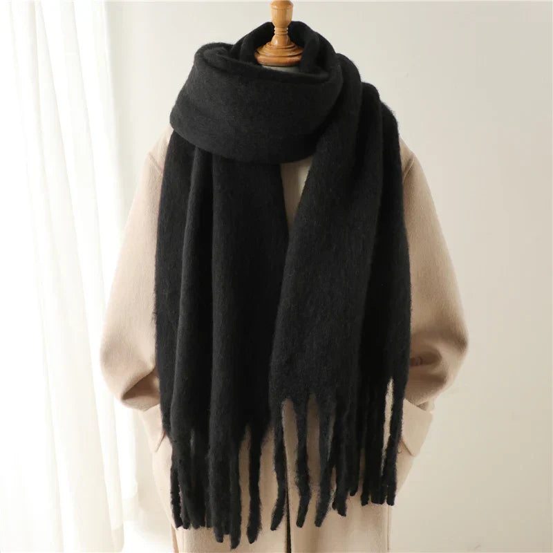 Écharpe D’Hiver pour Femme Avec Grandes Franges | Idéale pour La Saison Froide