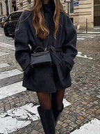 Manteau Court à Boutonnage Simple avec Ceinture pour Femme | Idéal pour l’Automne et l’Hiver