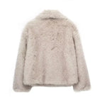 Manteau à Effet Fourrure avec Col Large pour Femmes | Idéal pour l’Hiver