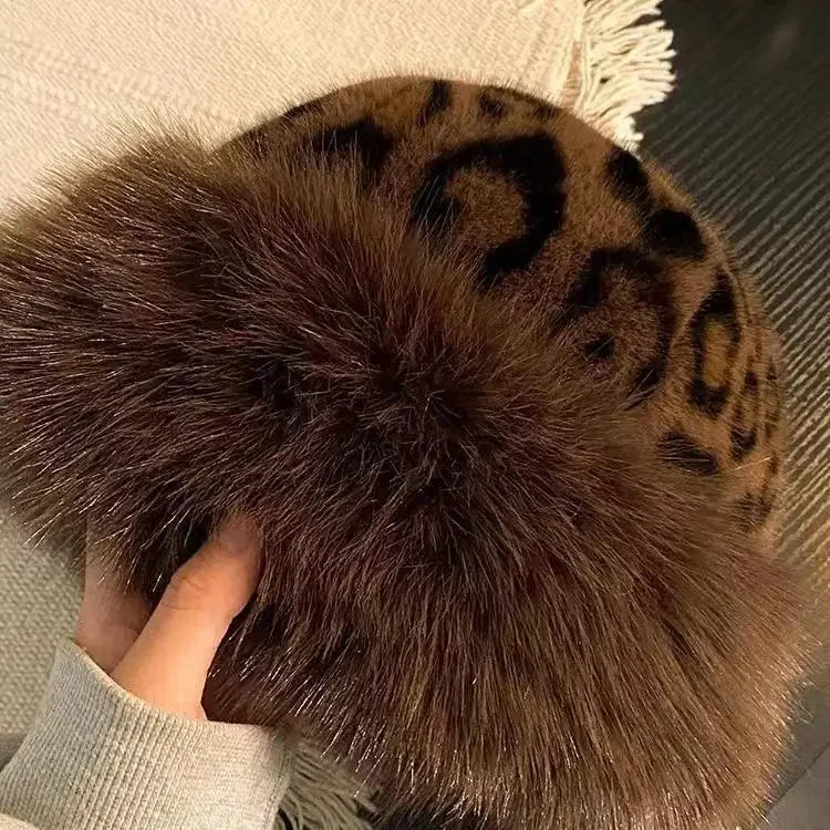 Chapeau à Motif Léopard avec Bord Doux pour Adultes | Idéal pour l’Hiver