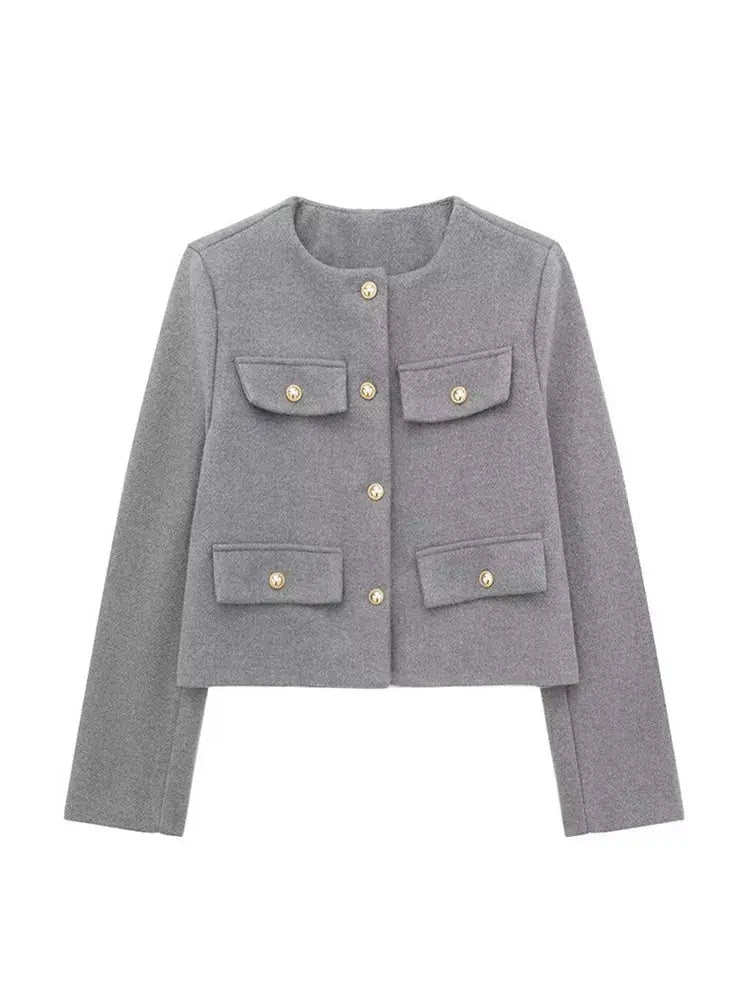 Blazer À Col Rond Avec Coupe Droite Pour Femme | Idéal Pour Le Travail Et Le Quotidien