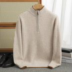 Pull En Maille Avec Col Demi-Zip Et Détails Côtelés En Zigzag Pour Homme | Idéal Pour La Superposition Quotidienne