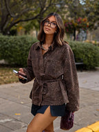 Veste Ceinturée à Imprimé Animal pour Femme | Idéal pour la Mi-Saison et les Sorties Quotidiennes