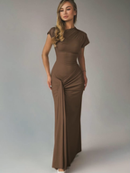 Robe Maxi Avec Encolure Asymétrique Et Dos À Lacets Pour Femme | Idéale Pour Les Événements Et Soirées