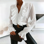 Blouse À Volants Avec Manches Longues Pour Femme | Idéale Pour Le Quotidien