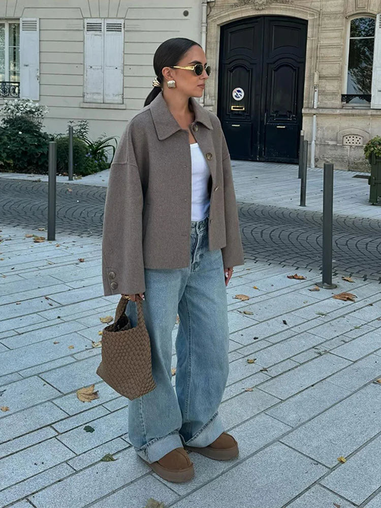 Veste Oversized Avec Boutons Et Col Large Pour Femmes | Idéale Pour Les Saisons Intermédiaires