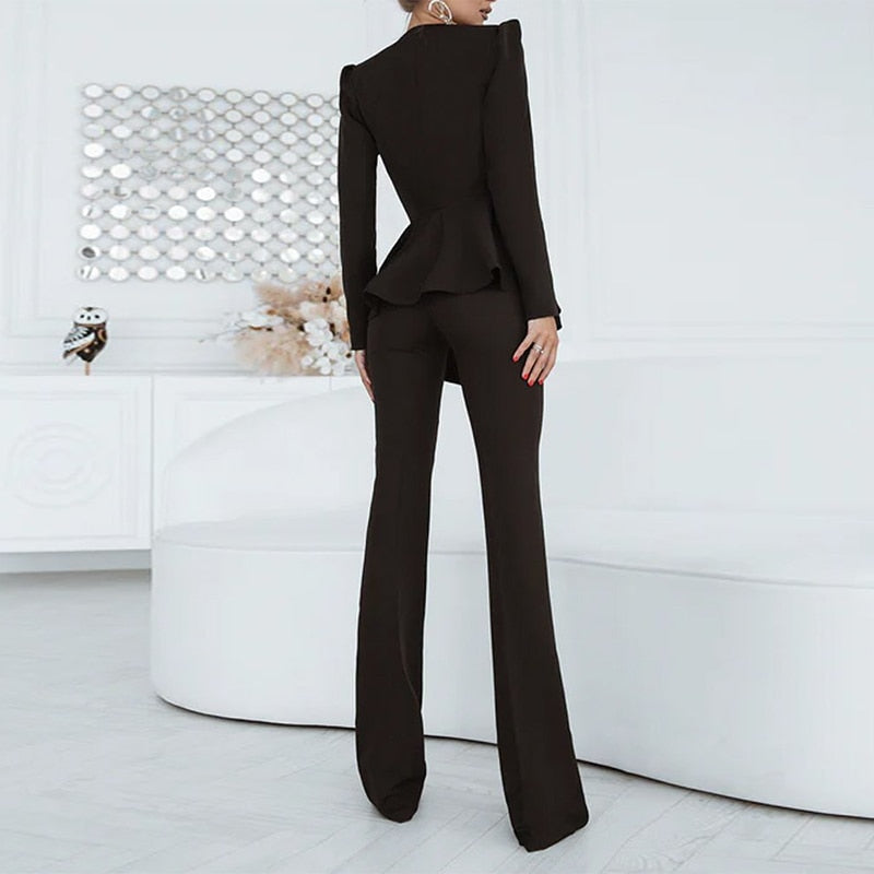 Ensemble Veste et Pantalon à Taille Haute pour Femme | Idéal pour le Bureau et le Quotidien