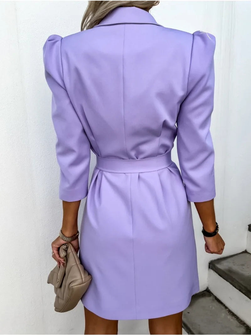 Robe Blazer Avec Fermeture Croisée Et Ceinture À Boucle Pour Femme | Idéale Pour Les Occasions Formelles Et Quotidiennes