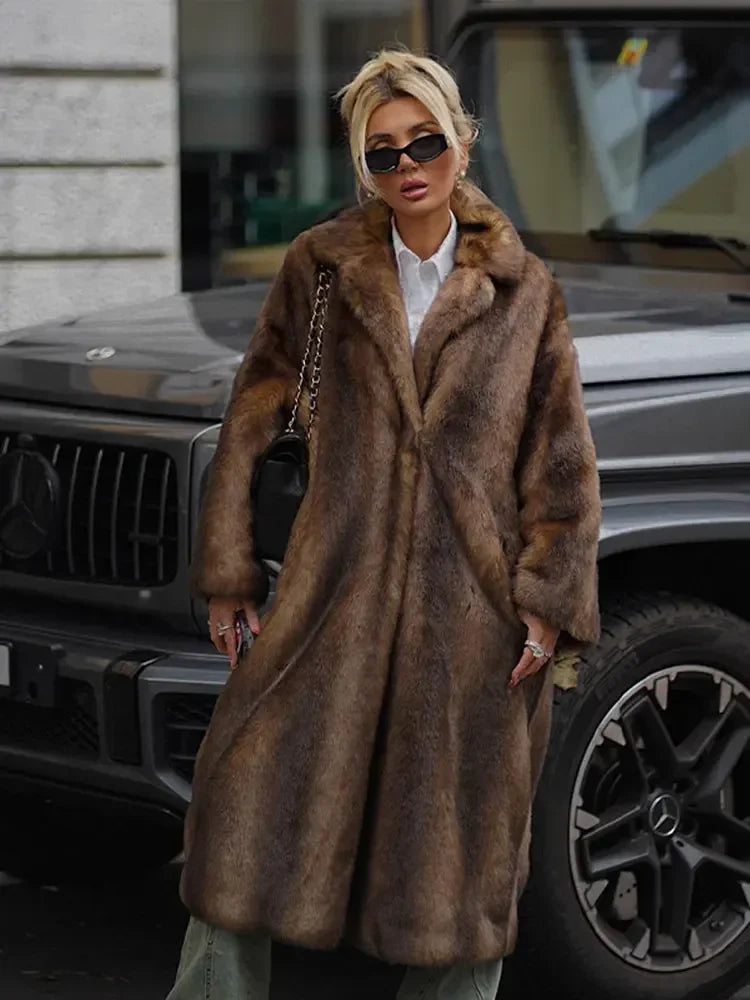 Manteau D’Hiver Long avec Doublure Imitation Fourrure pour Femme | Idéal pour Temps Froid