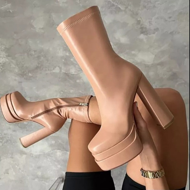 Bottines à Plateforme avec Talon Haut pour Femmes | Idéal pour Usage Quotidien