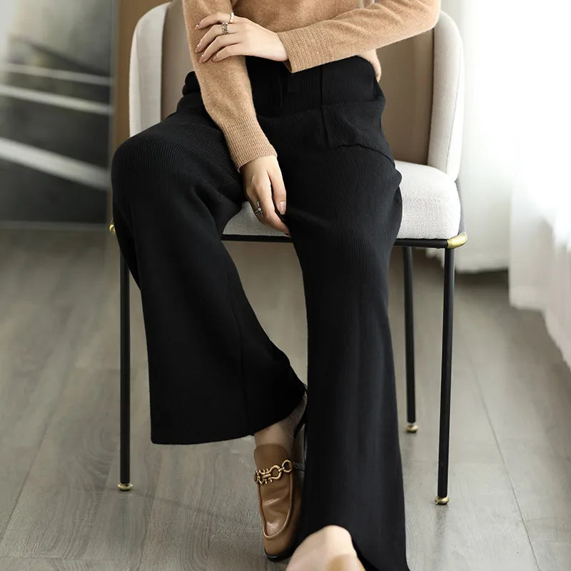 Pantalon Large En Maille Avec Coupe Fluide Pour Femmes | Idéal Pour Usage Quotidien Et Occasions Diverses