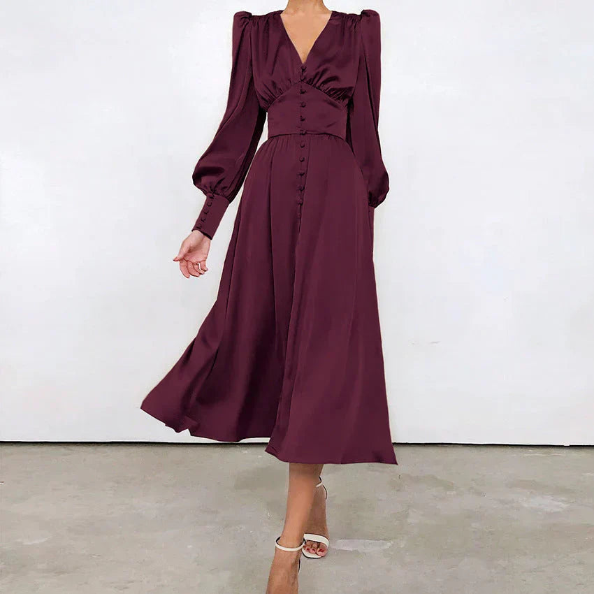 Robe Avec Manches Lanternes Et Coupe A Pour Femmes | Adaptée Aux Tenues Quotidiennes