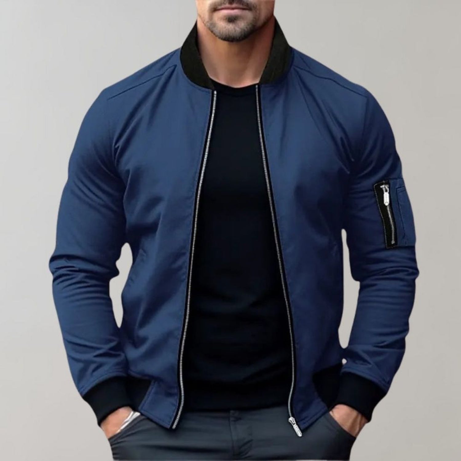 Bomber pour Hommes avec Fermeture Zippée et Poches Multiples | Idéal pour Tenues Quotidiennes