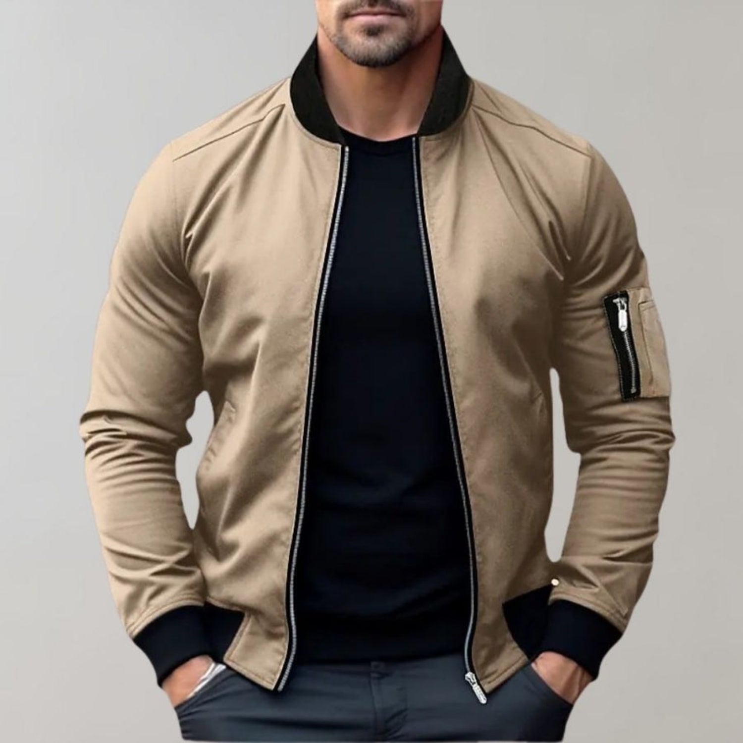 Bomber pour Hommes avec Fermeture Zippée et Poches Multiples | Idéal pour Tenues Quotidiennes