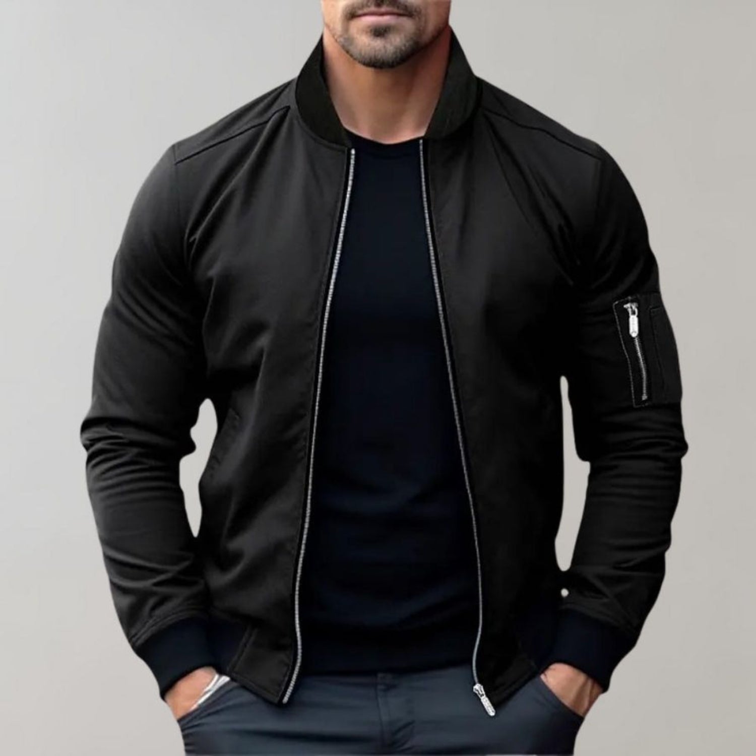 Bomber pour Hommes avec Fermeture Zippée et Poches Multiples | Idéal pour Tenues Quotidiennes