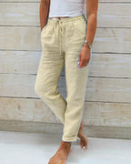 Pantalon à Coupe Droite pour Femme avec Ceinture Élastique | Idéal pour Temps Chaud