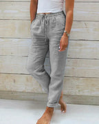 Pantalon à Coupe Droite pour Femme avec Ceinture Élastique | Idéal pour Temps Chaud