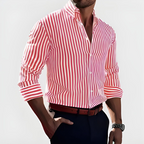Chemise Rayée À Manches Longues avec Coupe Classique pour Homme | Idéale pour Le Bureau Ou Les Loisirs