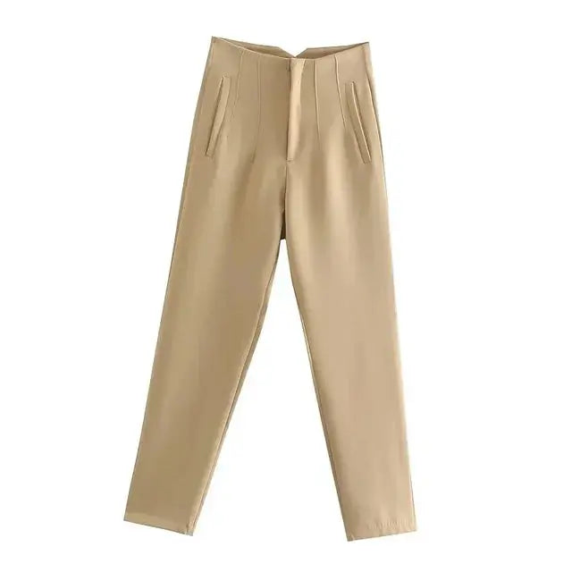 Pantalon Plissé Taille Haute Avec Fermeture Zippée Pour Femmes | Idéal Pour Un Usage Quotidien