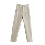 Pantalon Plissé Taille Haute Avec Fermeture Zippée Pour Femmes | Idéal Pour Un Usage Quotidien