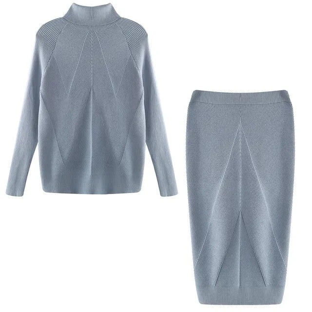 Ensemble Pull À Col Roulé Et Jupe Ajustée Pour Femme | Idéal Pour Les Saisons Fraîches