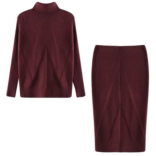 Ensemble Pull À Col Roulé Et Jupe Ajustée Pour Femme | Idéal Pour Les Saisons Fraîches