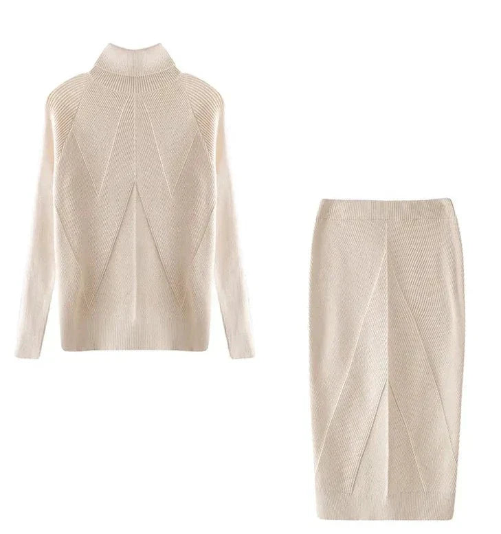 Ensemble Pull À Col Roulé Et Jupe Ajustée Pour Femme | Idéal Pour Les Saisons Fraîches