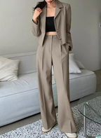 Ensemble avec Blazer Et Pantalon Taille Haute pour Femme | Idéal pour Bureau Et Réunions