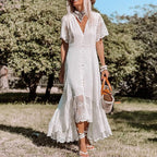 Robe Courte avec Détail Dentelle et Coupe Ample pour Femme | Idéale pour les Événements d’Été et les Fêtes en Plein Air