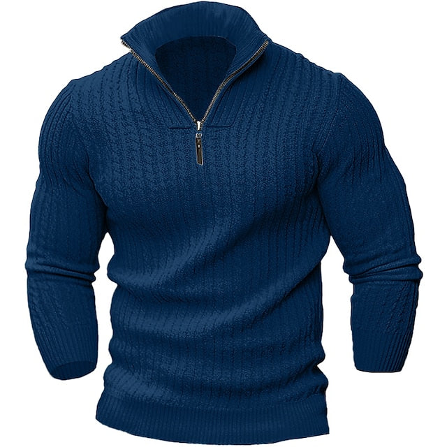 Pull Camionneur Long Avec Col Zippé Et Coupe Ajustée Pour Homme | Idéal Pour La Saison Fraîche