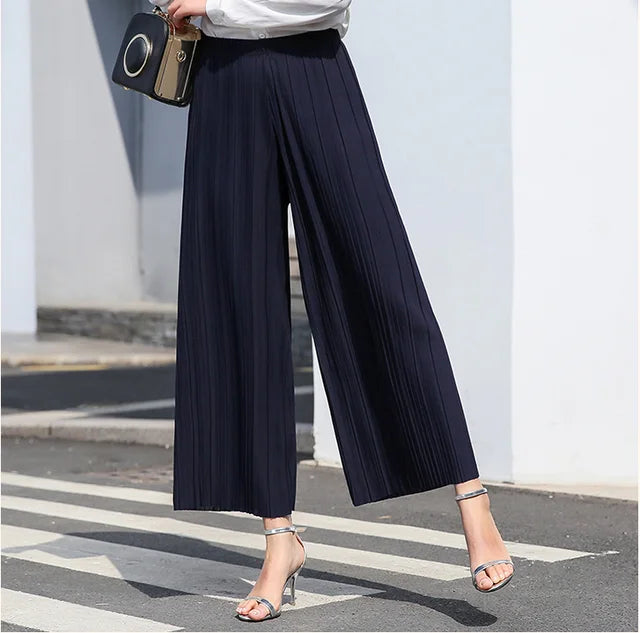 Pantalon À Jambes Larges Avec Taille Haute Pour Femme | Idéal Pour Le Bureau Ou Les Soirées
