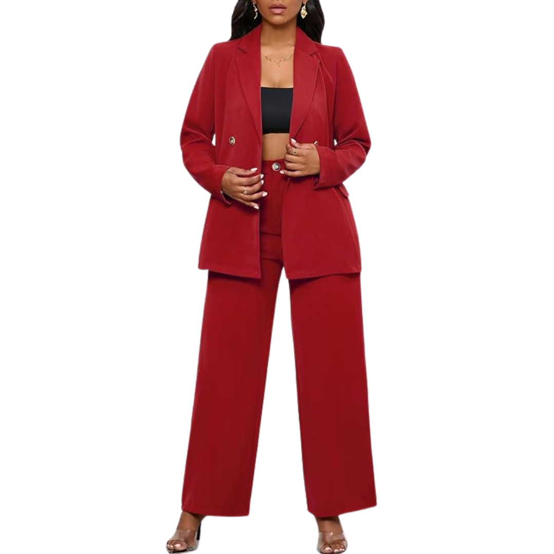 Ensemble Veste et Pantalon à Jambes Larges pour Femme | Idéal pour le Bureau et le Quotidien