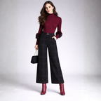 Pantalon Taille Haute À Motif Carreaux Avec Jambes Larges Pour Femme | Idéal Pour Travail Et Usage Quotidien