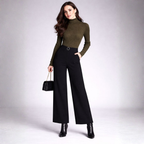 Pantalon Taille Haute À Motif Carreaux Avec Jambes Larges Pour Femme | Idéal Pour Travail Et Usage Quotidien