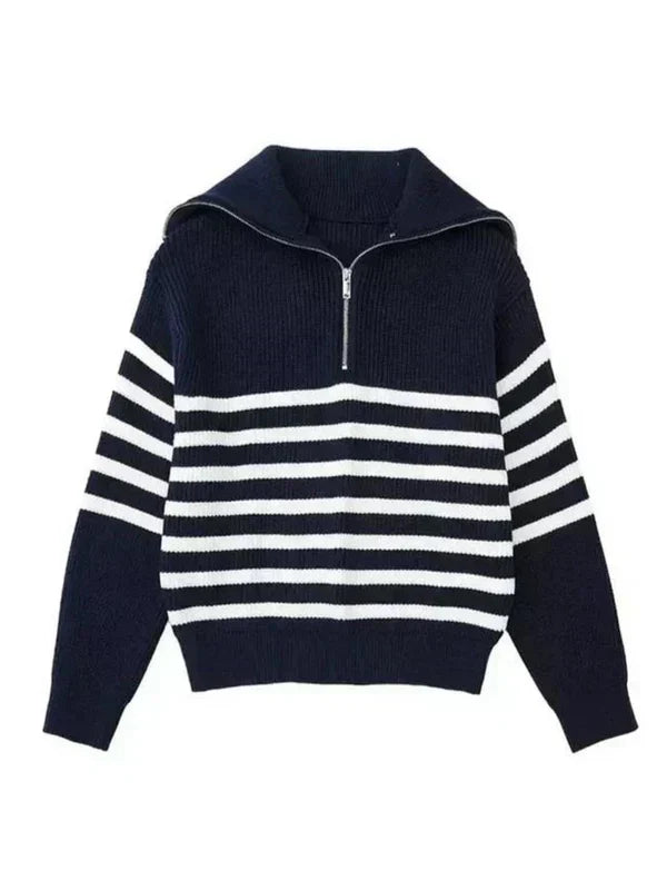 Pull-Over Homme à Rayures avec Fermeture Zippée pour Usage Quotidien | Idéal pour Toutes Occasions