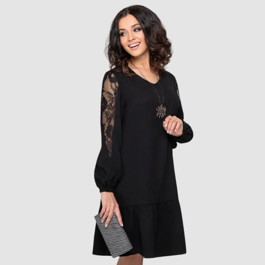 Robe Midi avec Manches à Détails en Dentelle pour Femme | Idéale pour Occasions Décontractées et Formelles