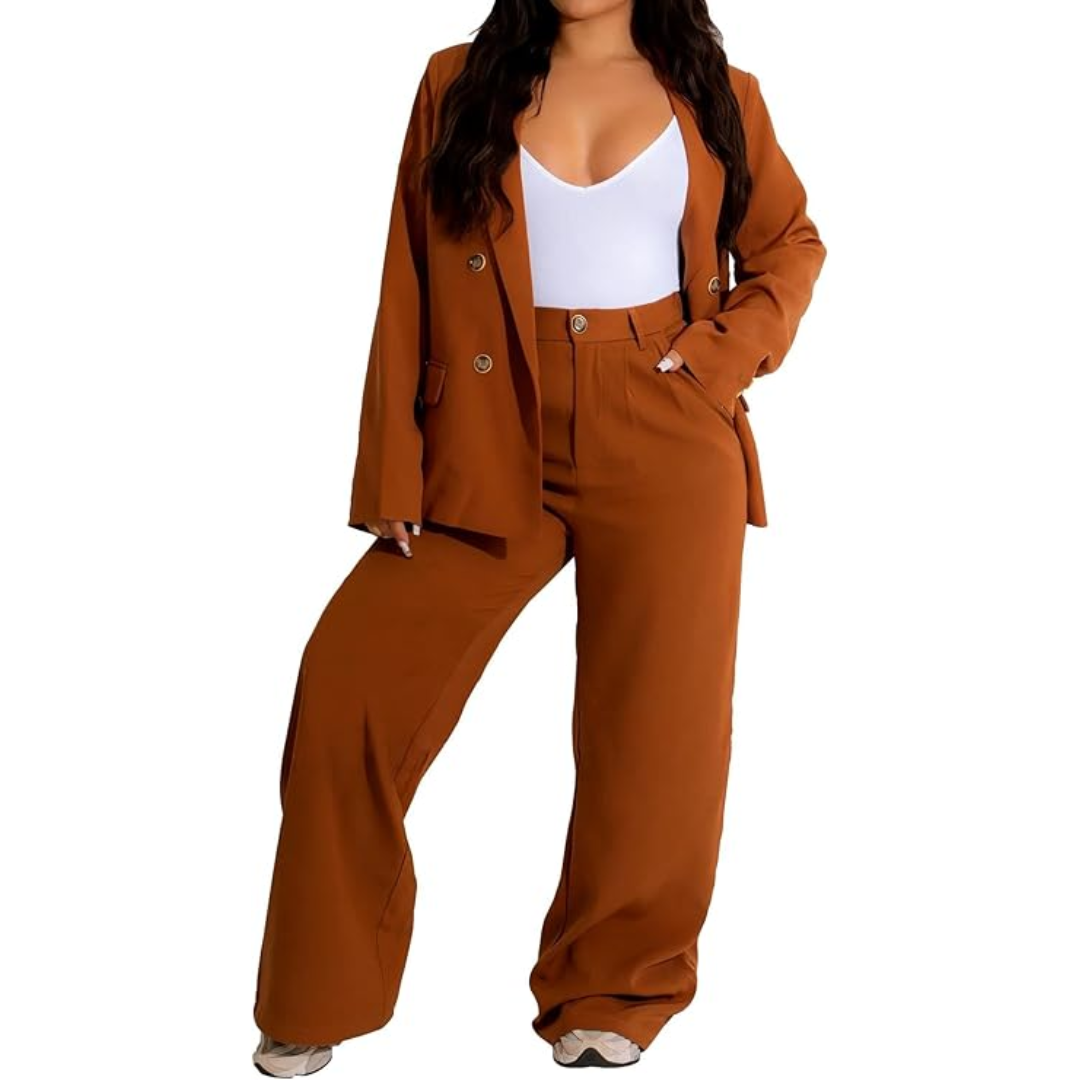 Ensemble Veste et Pantalon à Jambes Larges pour Femme | Idéal pour le Bureau et le Quotidien
