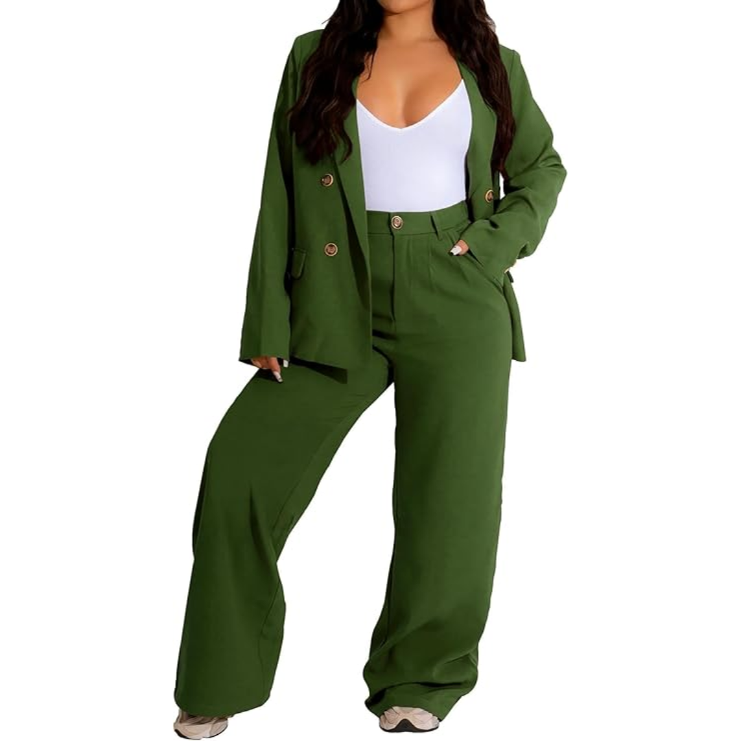 Ensemble Veste et Pantalon à Jambes Larges pour Femme | Idéal pour le Bureau et le Quotidien