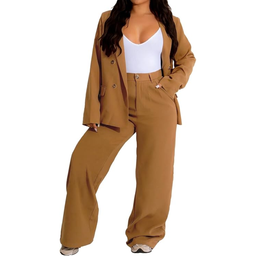 Ensemble Veste et Pantalon à Jambes Larges pour Femme | Idéal pour le Bureau et le Quotidien