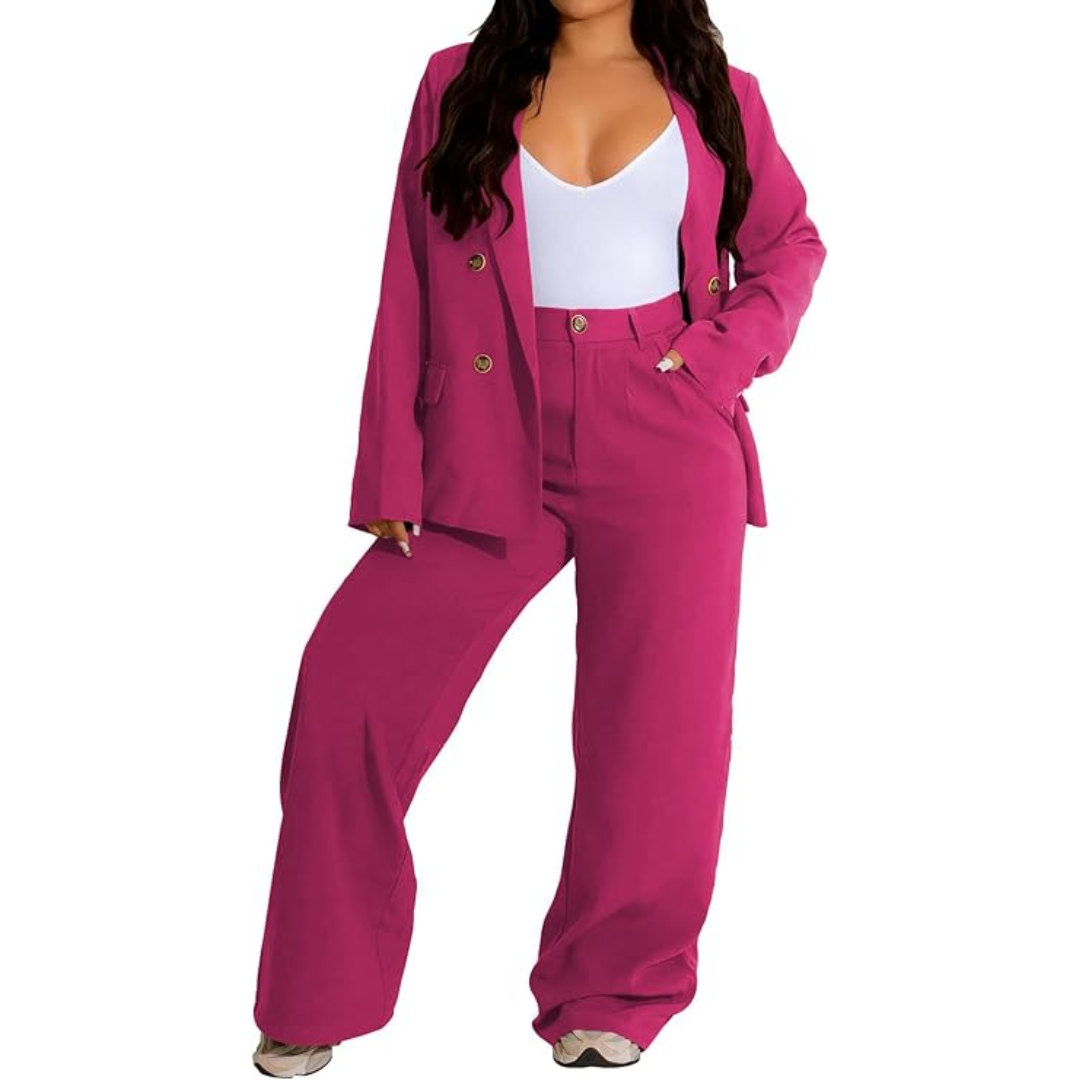 Ensemble Veste et Pantalon à Jambes Larges pour Femme | Idéal pour le Bureau et le Quotidien