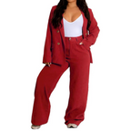 Ensemble Veste et Pantalon à Jambes Larges pour Femme | Idéal pour le Bureau et le Quotidien