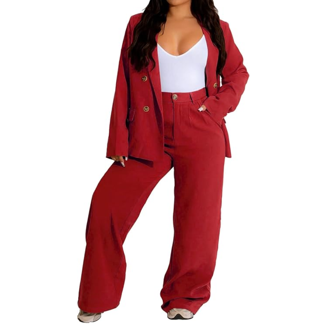 Ensemble Veste et Pantalon à Jambes Larges pour Femme | Idéal pour le Bureau et le Quotidien