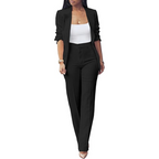 Ensemble Blazer Ouvert Et Pantalon Coupe Ajustée Pour Femmes | Idéal Pour Tenues Professionnelles Et Quotidiennes