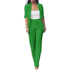 Ensemble Blazer Ouvert Et Pantalon Coupe Ajustée Pour Femmes | Idéal Pour Tenues Professionnelles Et Quotidiennes