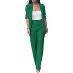 Ensemble Blazer Ouvert Et Pantalon Coupe Ajustée Pour Femmes | Idéal Pour Tenues Professionnelles Et Quotidiennes