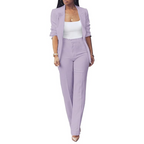 Ensemble Blazer Ouvert Et Pantalon Coupe Ajustée Pour Femmes | Idéal Pour Tenues Professionnelles Et Quotidiennes