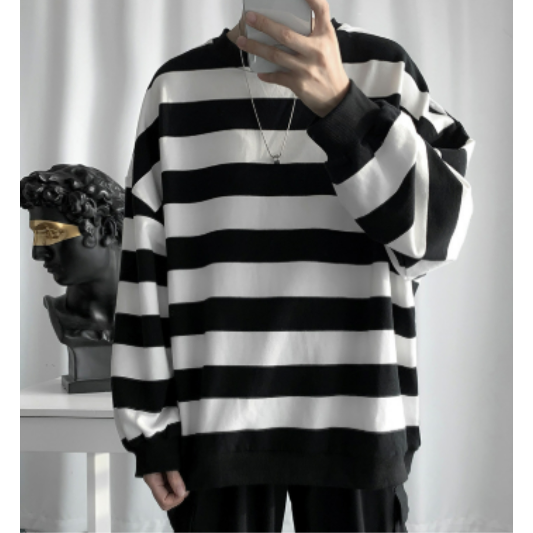Pull-Over Homme à Rayures pour Usage Quotidien | Idéal pour Toutes Occasions