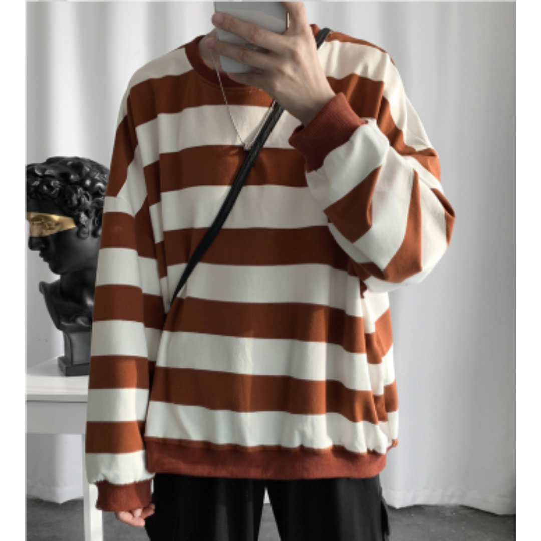 Pull-Over Homme à Rayures pour Usage Quotidien | Idéal pour Toutes Occasions