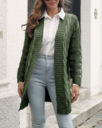 Cardigan Ouvert en Maille Torsadée pour Femme | Idéal pour les Journées Fraîches